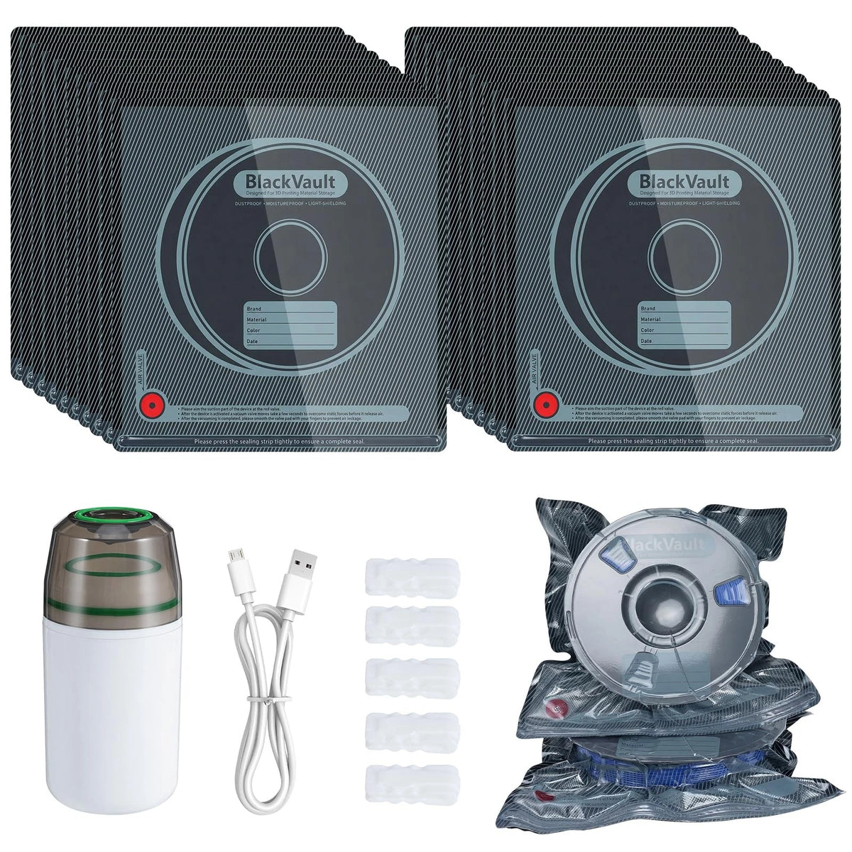 LINGSFIRE 3D Printer Filament Storage, Vacuum Storage Bags with...