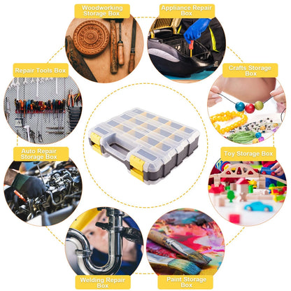 Hardware Organizer Box 34 Compartments Small Parts 1 PACK, Yellow
