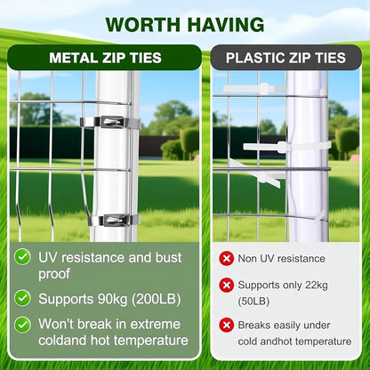 Metal Zip Ties with Stainless Steel Cable Tie Gun, Special Tool For Silver