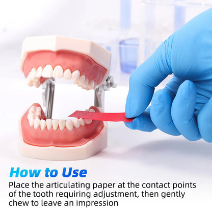 Dental Articulating Paper 300 PCS, Plastic Dispenser Blue 100 Micron