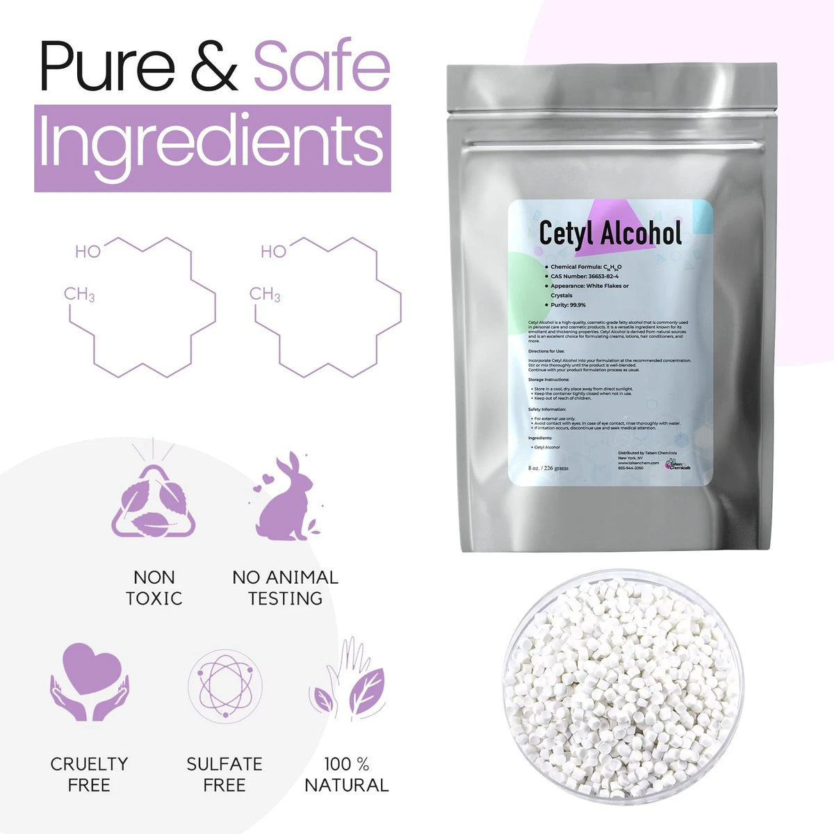 Cetyl Alcohol Cosmetic Grade 16 Ounce / 453 Grams 16 (Pack of 1), White