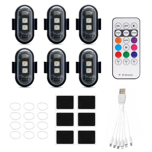 6Pcs Wireless LED Strobe Light RGB 8 Color Flashing Strobe Emergency For UTV ATV