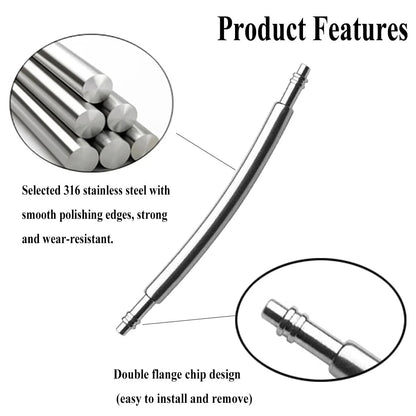 TICFROG 10pcs Curved Watch Spring Bars, 22mm Band Strap 22mm, Silver