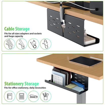 KEEGH 16" Under Desk Cable Management Tray, 2 Pack Cord 2 Pack, Black