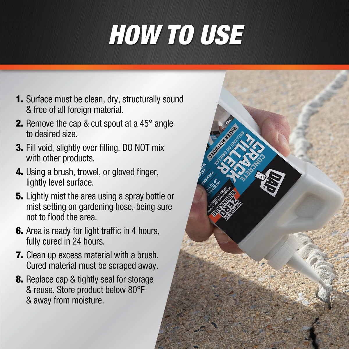 DAP Concrete Crack Filler, Gray, 1.62 lb (7079860500) 16.0 oz., Gray