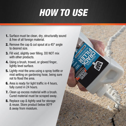DAP Concrete Crack Filler, Gray, 1.62 lb (7079860500) 16.0 oz., Gray