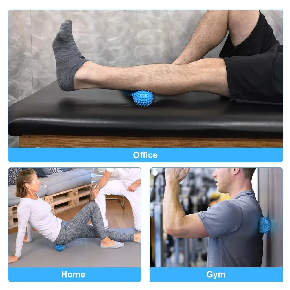 URAQT Spiky Massage Ball Set, 2 Pack Physical Therapy 2Pcs-Blue, 2pcs-blue