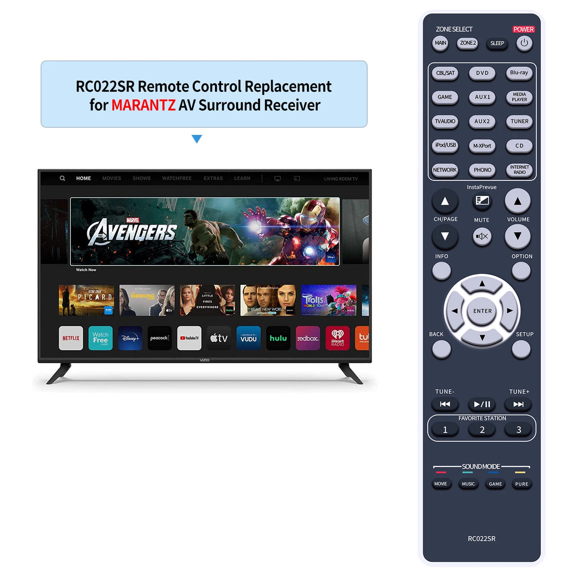 RC022SR Remote Control For Marantz AV Receiver 30701014300AM SR6008