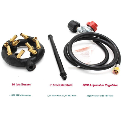 𝑴𝑬𝑵𝑺𝑰 10 Jets Homemade Cast Iron Burner Assembly Flame 8 inches, Black