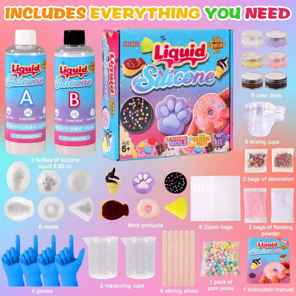 JOICEE Taba Squishy Kit DIY 2.17 x inches, pink, purple, black, white