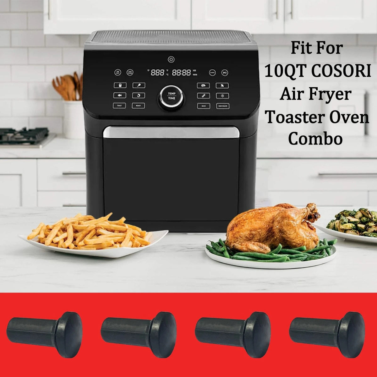 HEISENLIN Air Fryer Silicone Rubber Legs for COSORI For 10QT, Black