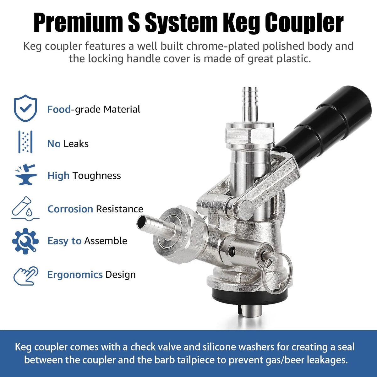 European Sankey S System Keg Coupler, S-type keg coupler, Stainless Steel
