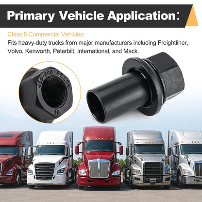 6-Piece 33mm Hex M22x1.5 Two-Piece Sleeve Lug Nuts, 39mm Shank