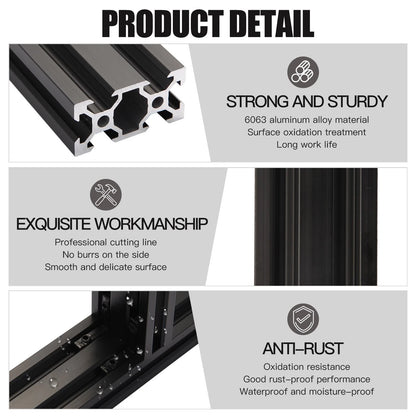 2pcs 350mm V Slot 2040 Aluminum Extrusion European Standard 350mm, Black