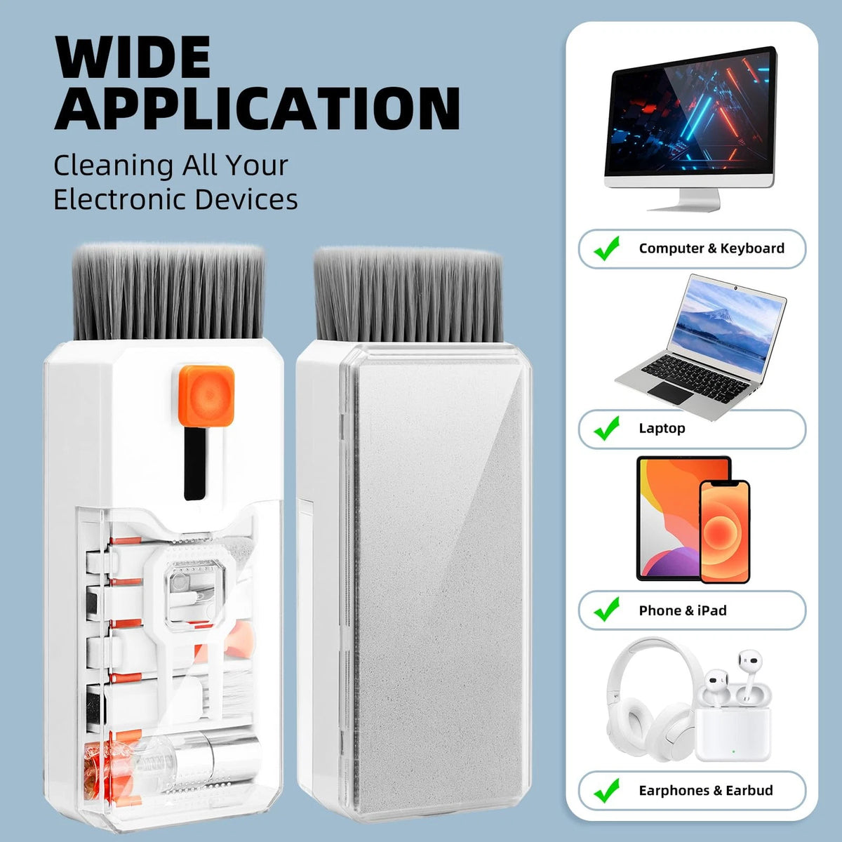 Ordilend Keyboard Cleaner & Laptop Cleaning Kit, All-in-1 for Computer White