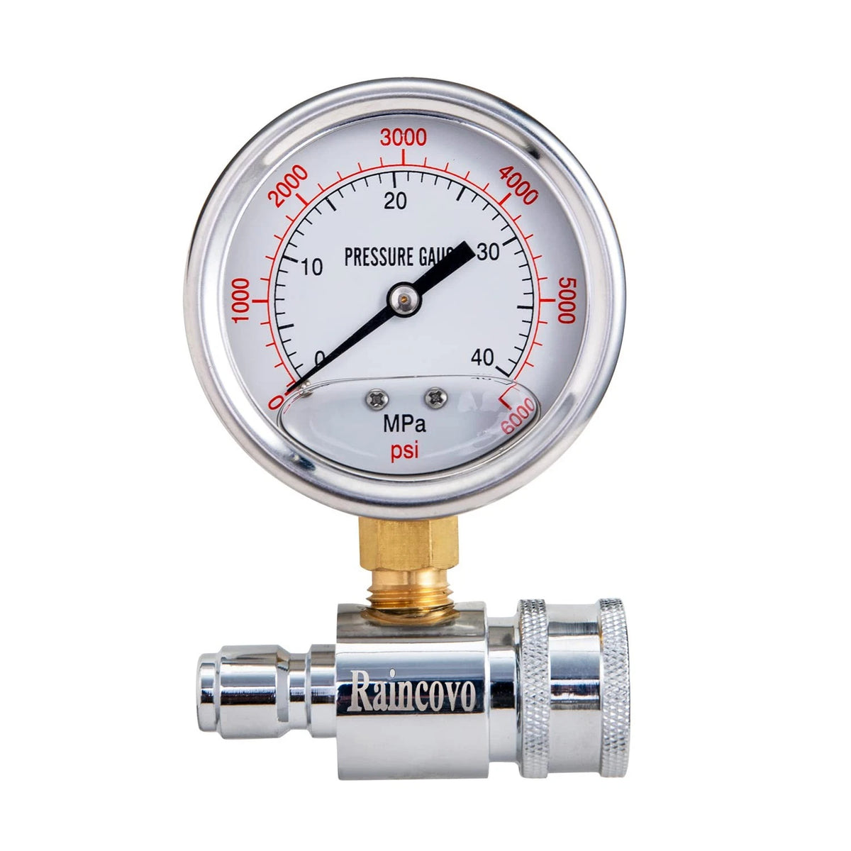 Raincovo Pressure Washer Gauge, 6000 PSI, 3/8 Inch Quick Connect, 6000 PSI