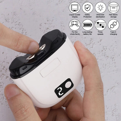 Automatic Nail File Grinder with 3 Gears Digital Display Safe for Elderly Use