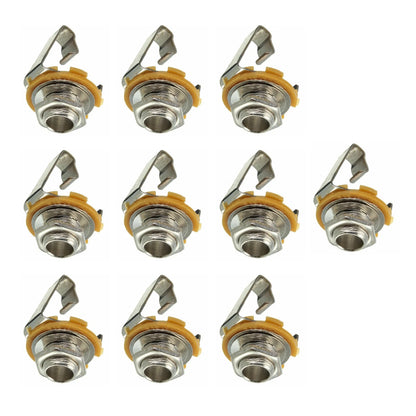 10 Pcs Mono 1/4" 6.35mm ID Jack Socket Connector Panel Mount Guitar Plate;
