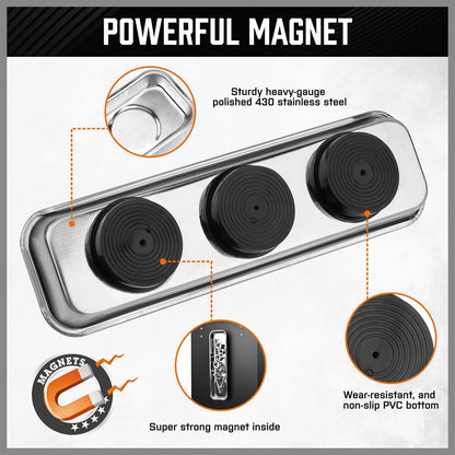 HORUSDY 5-PIECE Magnetic Pickup Tools Set, Include 15LB, 10LB, 5PCS, Silver