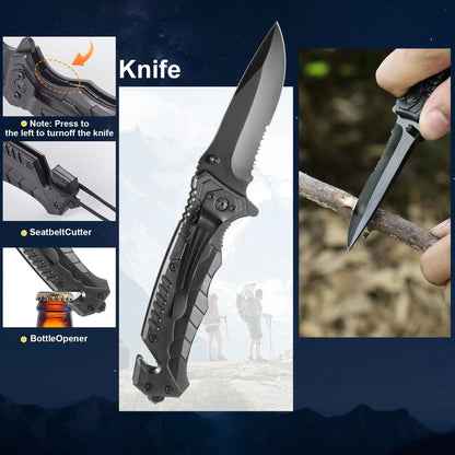 Survival Kit and Emergency Gear - 66 in 1 Outdoor Equipment with First black