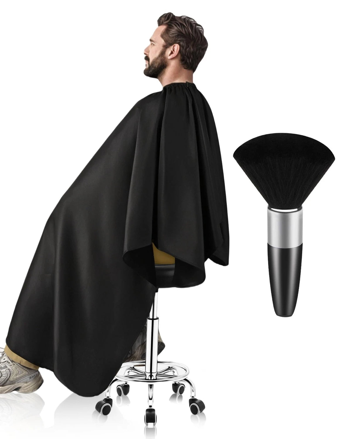 ULG Professional Hair Cutting Cape with Neck 57 x 72 inches, Black Solid
