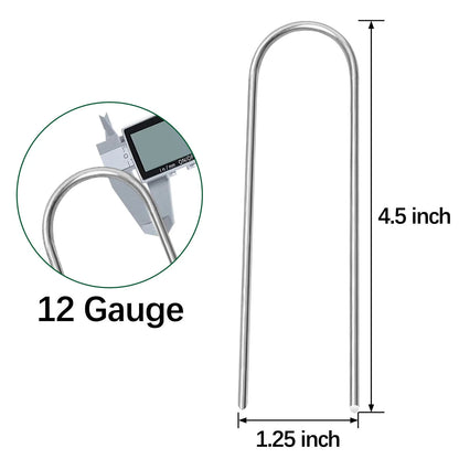 HOUYA 50 Pack Garden Stakes 4 Inch U-Shaped Drip Irrigation 4 Inch, sliver