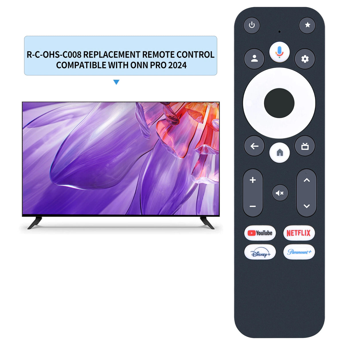 Voice Remote Control For Onn Google TV 4K Pro Streaming Device 100135769