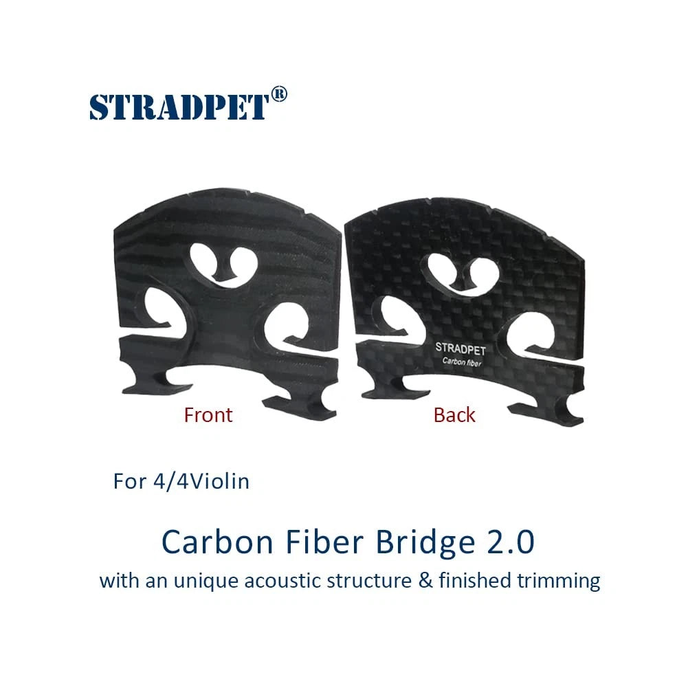 STRADPET Carbon Fiber Bridge 2.0 with an unique acoustic 4/4, 3/4, Black
