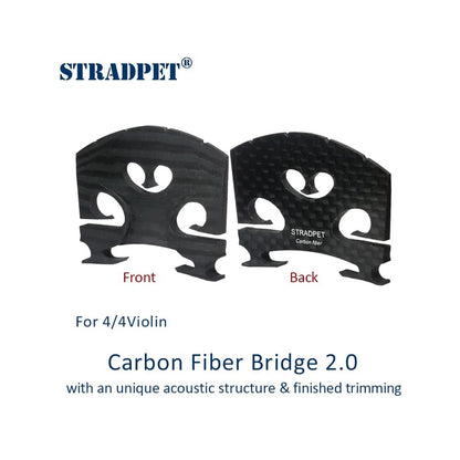 STRADPET Carbon Fiber Bridge 2.0 with an unique acoustic 4/4, 3/4, Black