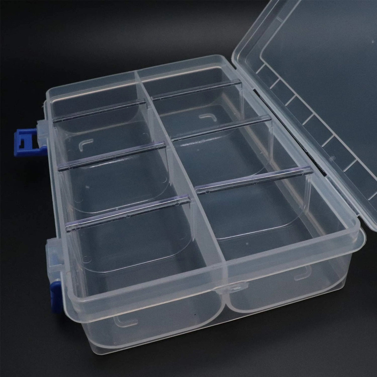 Xiaoyztan Clear Plastic Organizer, 8 Grids with Adjustable Dividers,