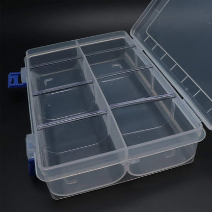 Xiaoyztan Clear Plastic Organizer, 8 Grids with Adjustable Dividers,