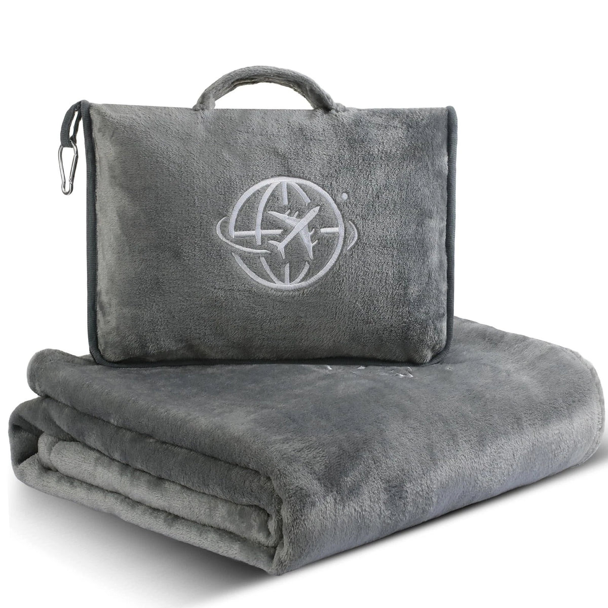 Fendox Travel 2-in-1 Blanket and Pillow – 8x11 inches, Gray