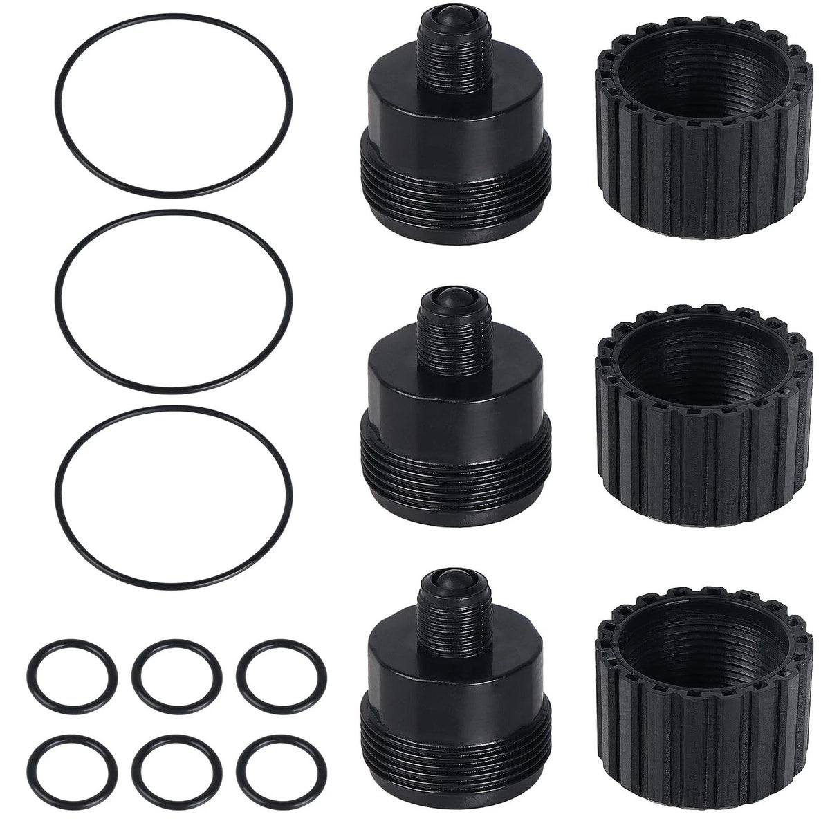 Gotorido 3 Piece Replacement Valve Rebuild Kit for 2-Port/3-Port Pool Black