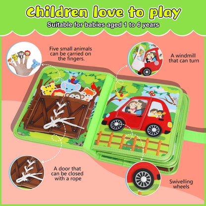 Lemrok Busy Book for Toddlers Montessori Toys- Board 1-3 Small, Farm