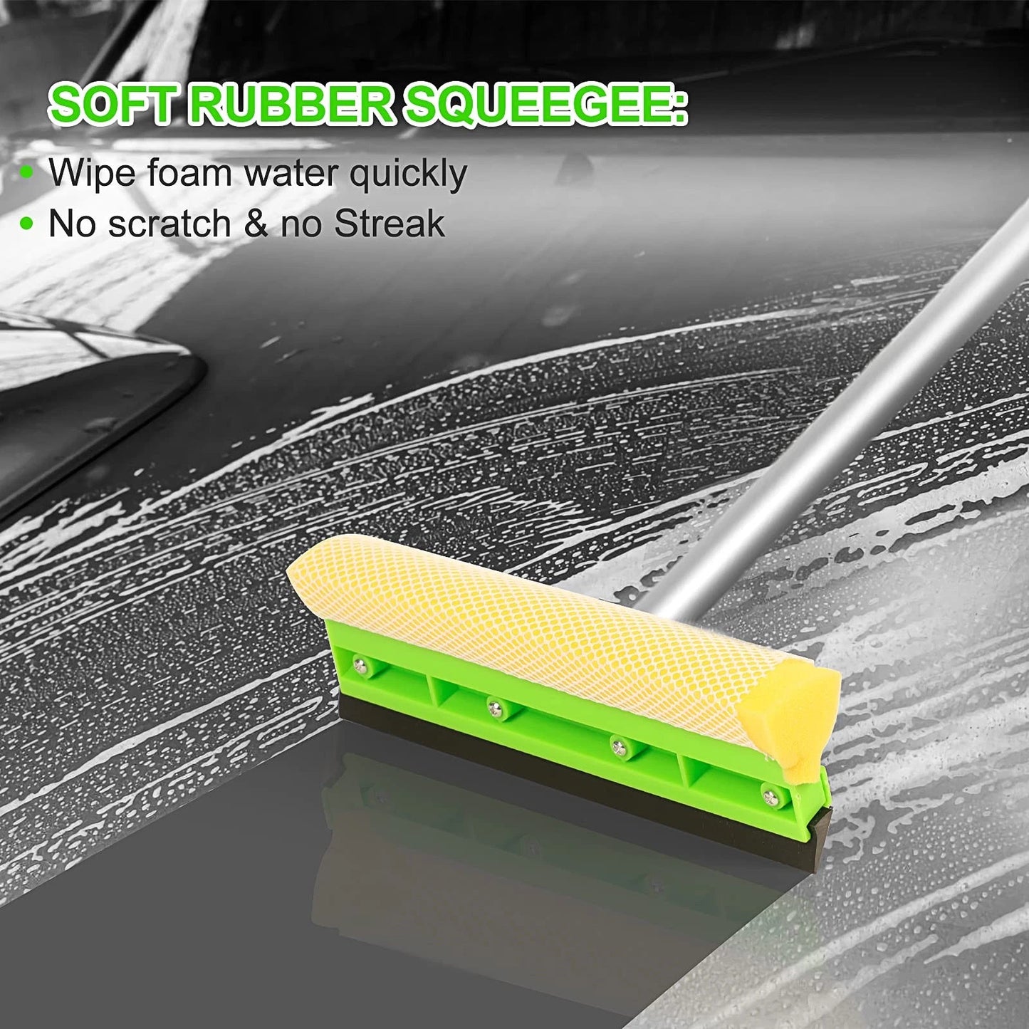 Stemni Car Wash Kit, 62'' Brush with Long Handle, 62 inches, Green