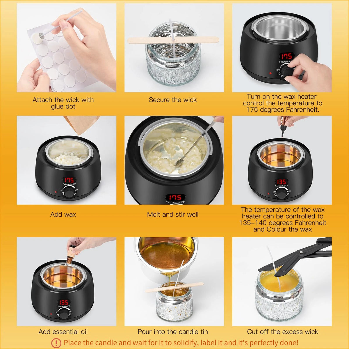 WITOROR Candle Making Kit, Scented Candles Medium, Black Melt Warmer