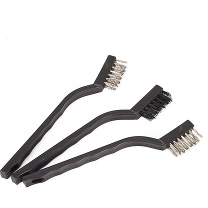 3* Steel Brush Set Small Cleaning Brushes Wire Rust Sparks Wheels Scrub 180mm E
