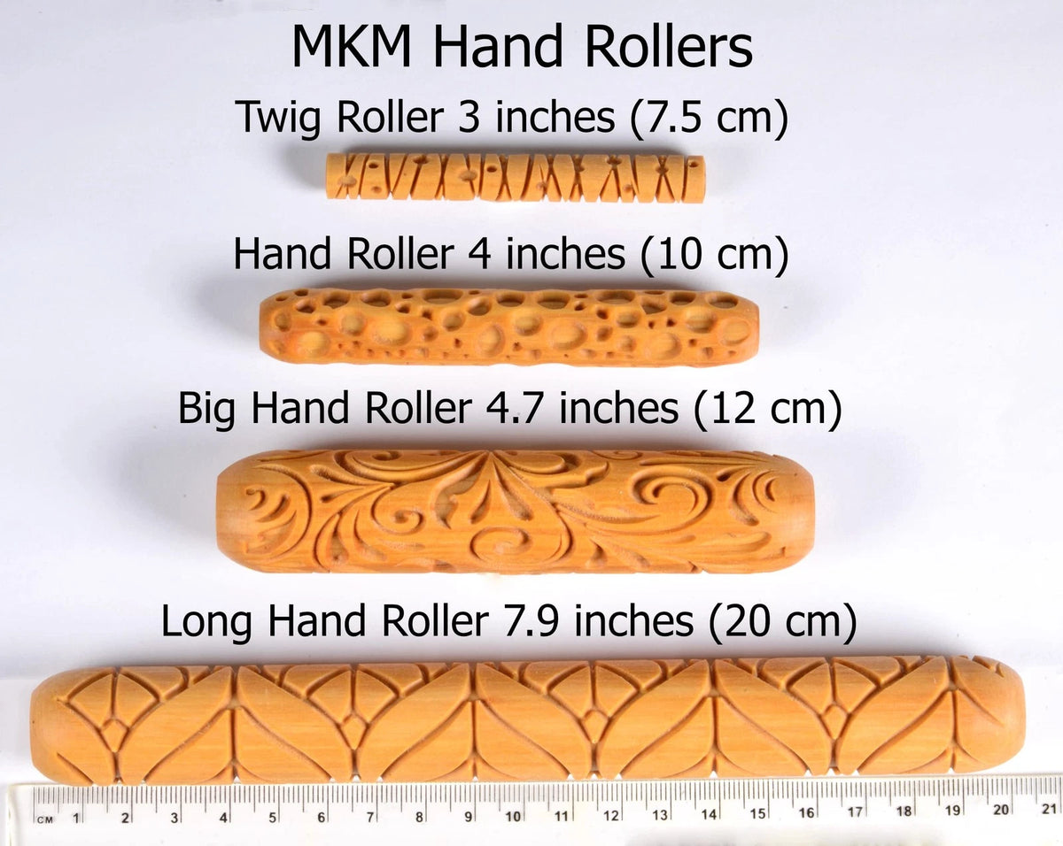MKM Pottery Tools Wood Big Hand Rollers for Clay (BHR-147 BHR-147 Coneflowers