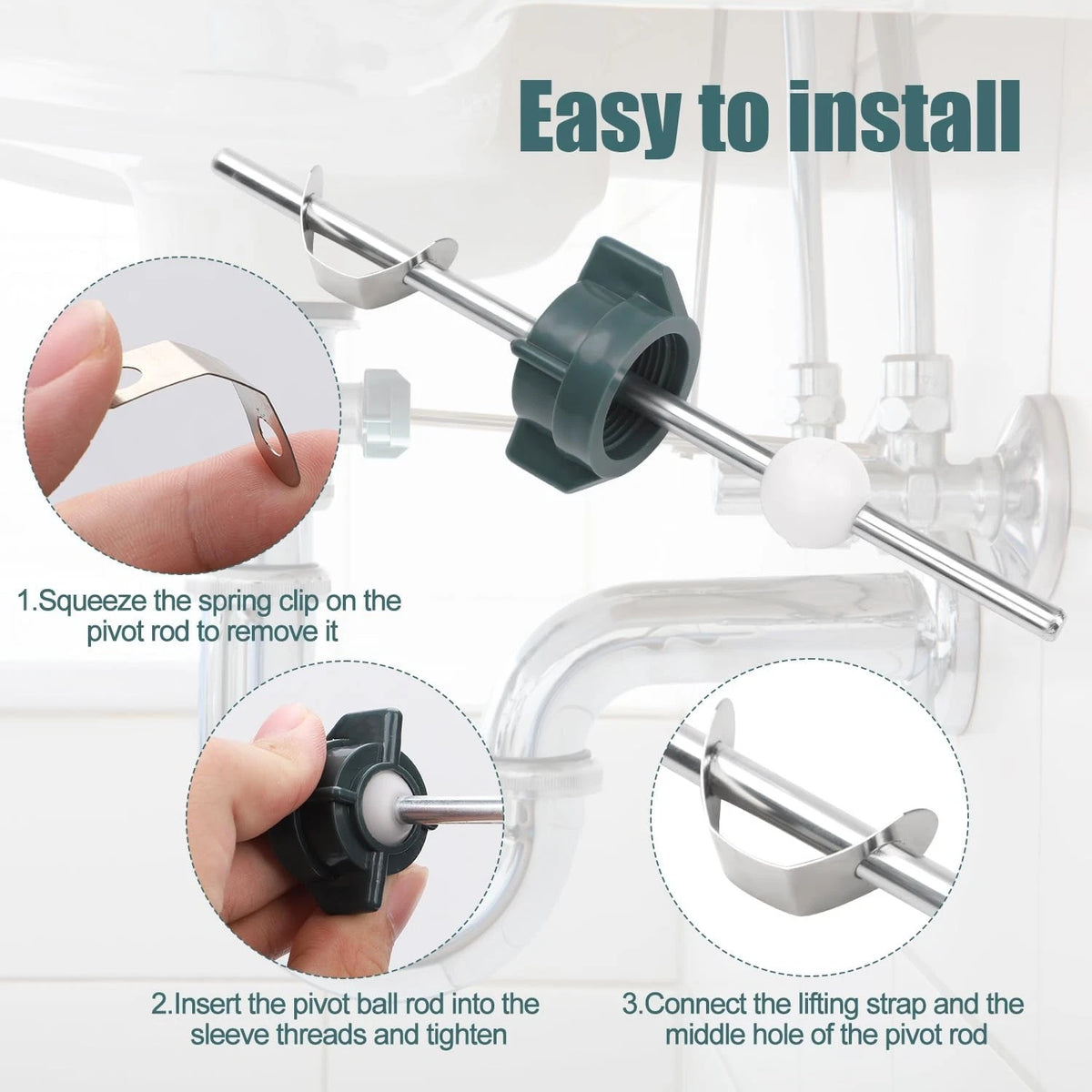 2pcs Lavatory Pop Up Center Piece Assembly, Bathroom Drain Sink Parts Pivot...