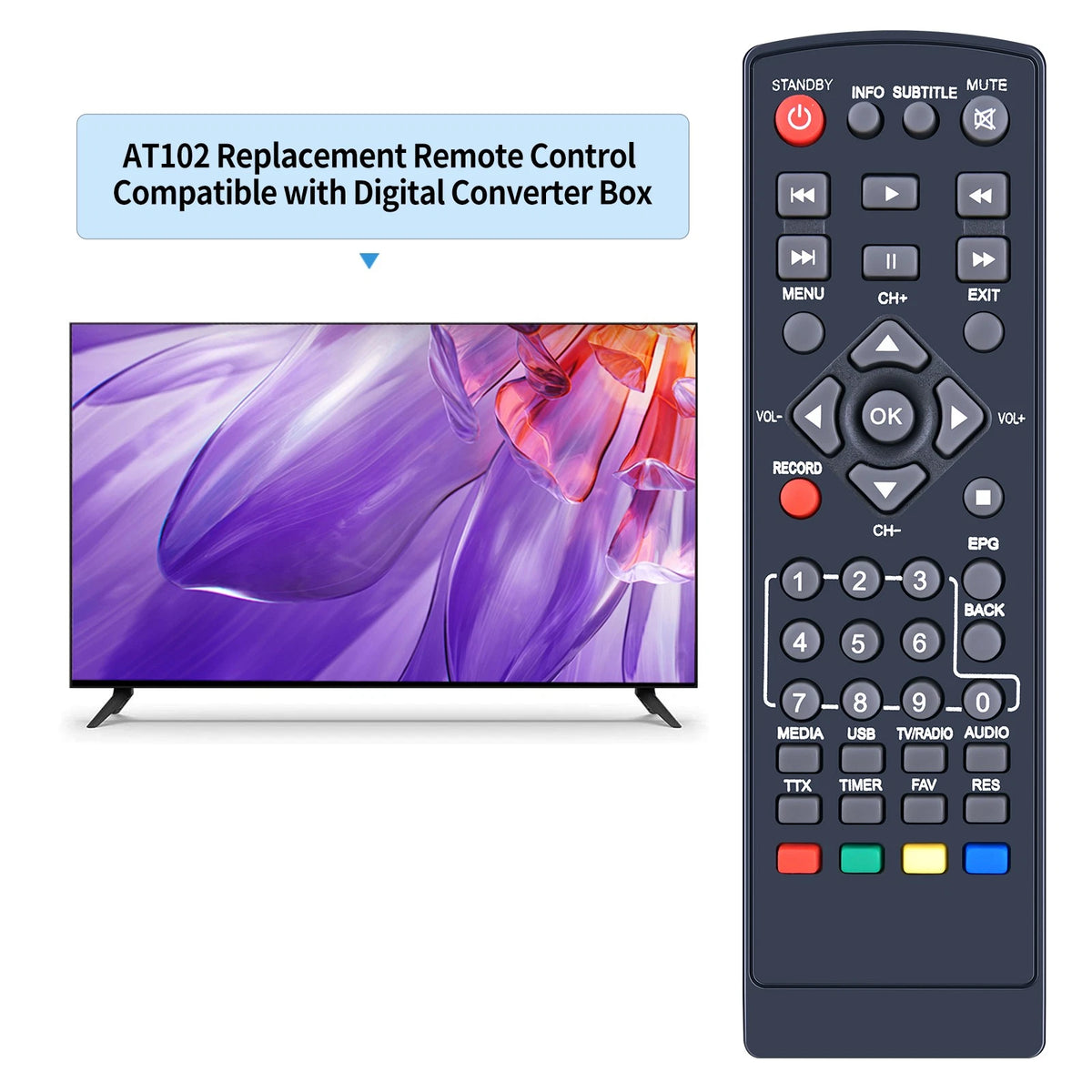 Remote Control For Ematic Digital Converter Box AT102