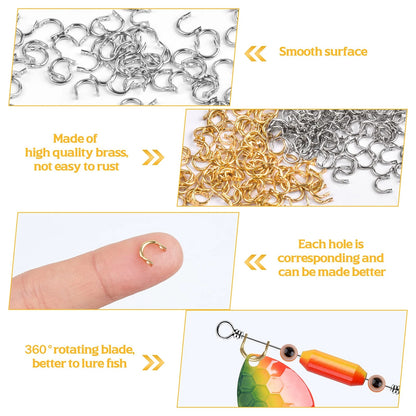 Fishing Clevis Easy Spin U-Shaped Brass Links, Small, Silver-120pcs