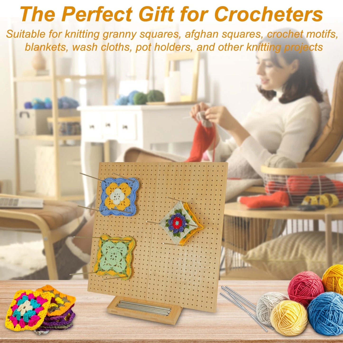 15.5" x 15.5"Foldable Crochet Blocking Board with 15.5 * * 0.5, Wooden