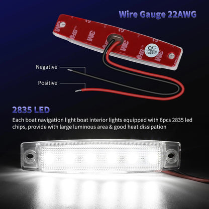 RVZONE Marine LED Boat Interior and Night Fishing Lights - 12V White, 4 pcs