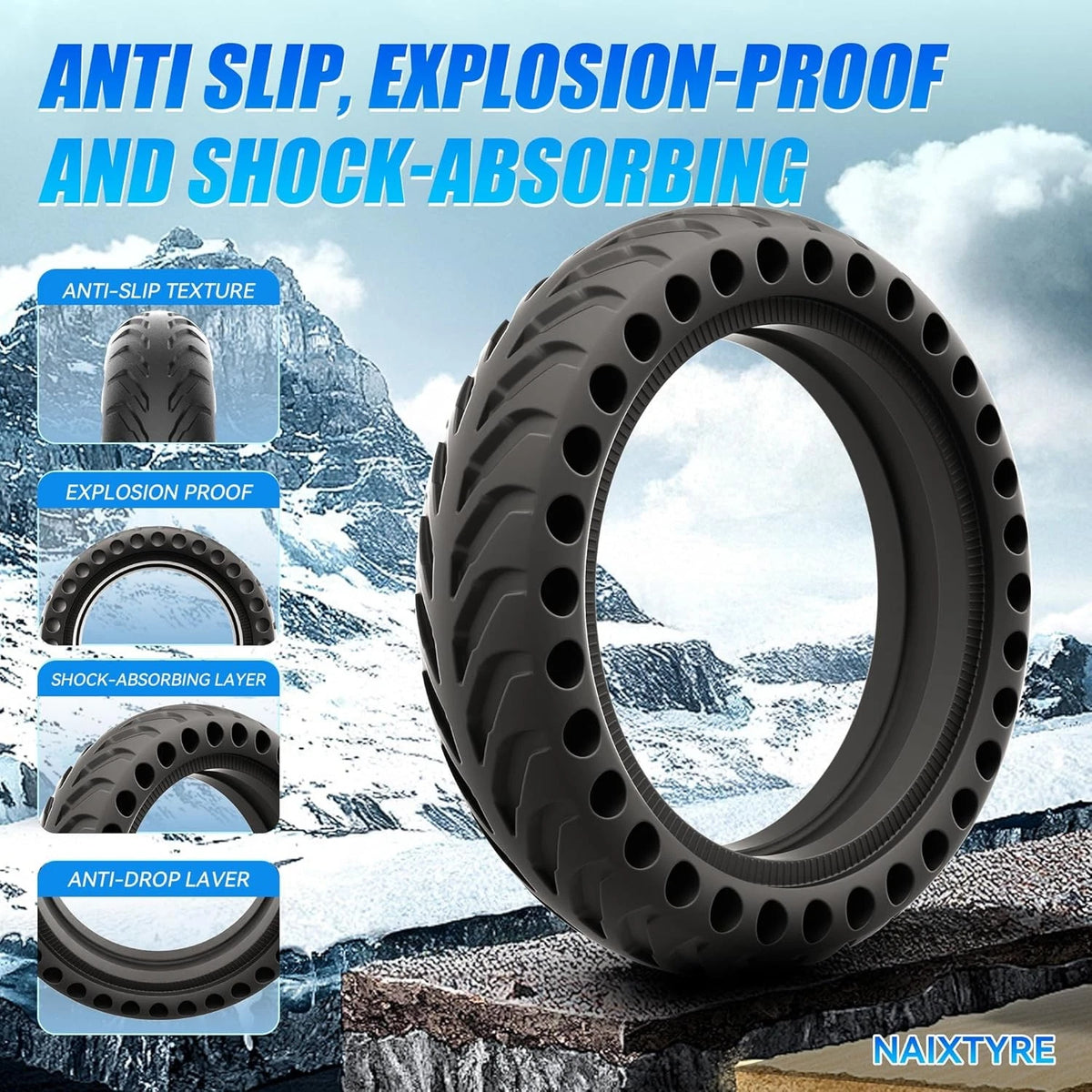 8.5x2 '' inch solid tires for electric scooters. This tire is 8.5Inches
