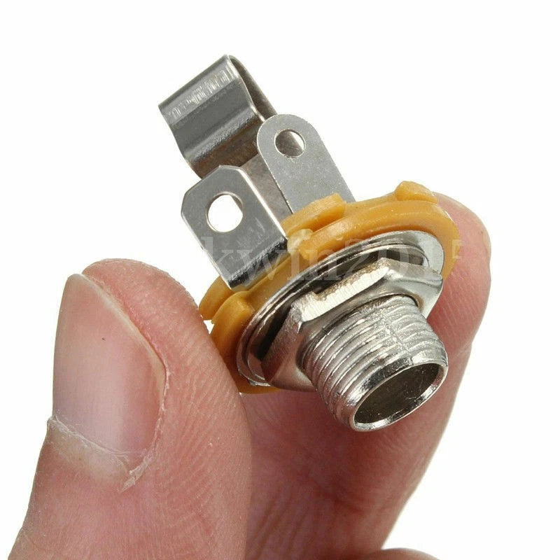 10 Pcs Mono 1/4" 6.35mm ID Jack Socket Connector Panel Mount Guitar Plate;