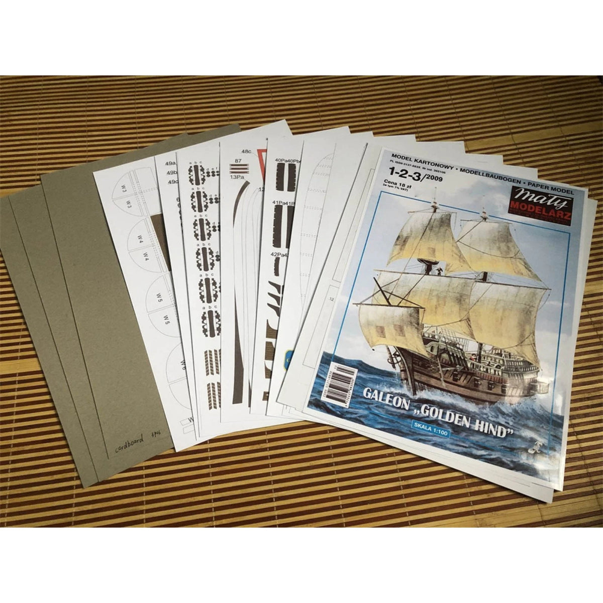1:100 Unassembled Galeon Golden Hind 3D Paper Boat Wareship Model DIY Sailboat