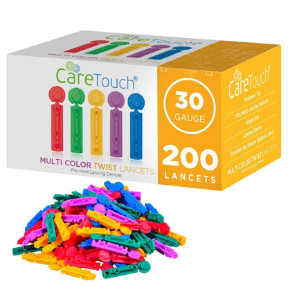 Lancets for Diabetes Testing - 30 Gauge 200 Count (Pack of 1), Multicolored