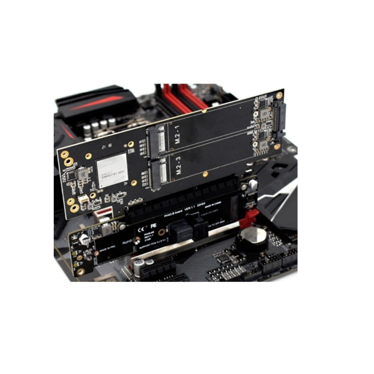 PCIE x16 to x8+x4+x4 Splitter Expansion Riser Card Ultra Quad VROC M.2 NVMe
