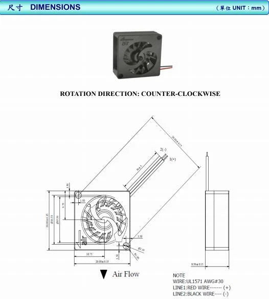 2pcs Micro blower fan DC 5V 70mA  20*20*8mm IP58 Portable Tablet CPU cooling fan