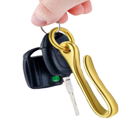 2Pcs S Retro Solid Brass KeyChain Key Ring Belt U Hook Wallet Chain Fish Hook h